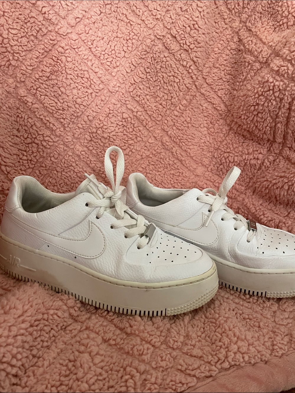 Nike Air Force 1 White Platform Leather Sneakers